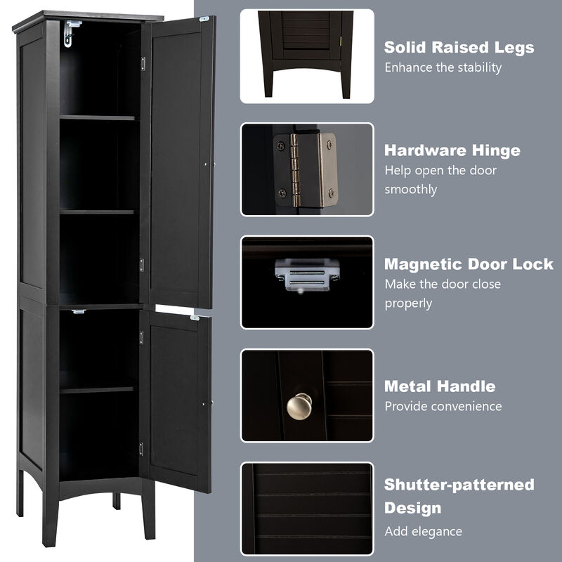 Costway Freestanding Bathroom Storage Cabinet Linen Tower Kitchen Living Room Brown