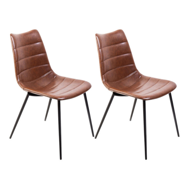 Faux Leather Upholstered Parsons Dining Chairs, Set of Two for Home Furniture