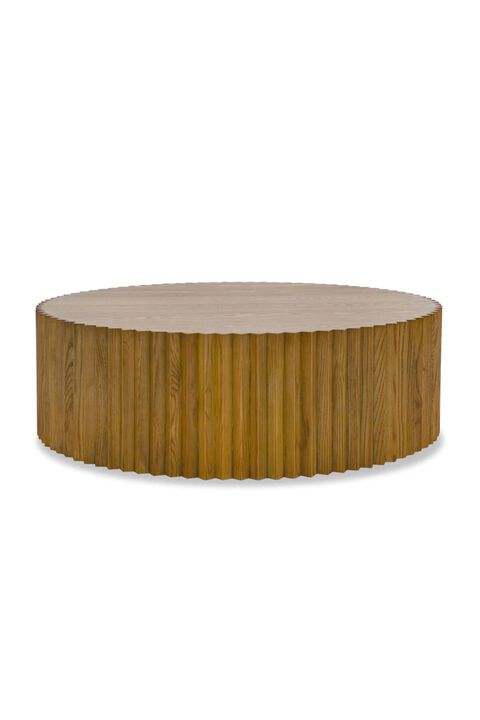 Reeded Walnut Round Coffee Table | OROA Modern Espana