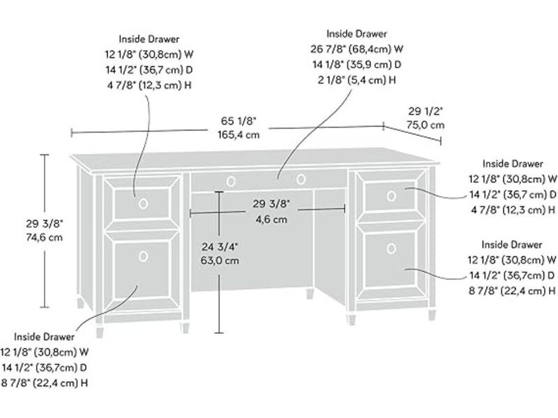 Executive Desk &ndash; Edge Water 65" Chalked Chestnut Home Office Table with Storage image number 2