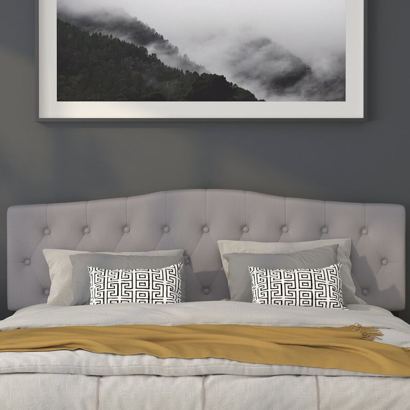 Flash Furniture Tufted Upholstered King Size Headboard in Light Gray Fabric image number 8