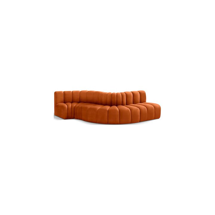 Meridian Furniture Arc Cognac Velvet Modular Sofa