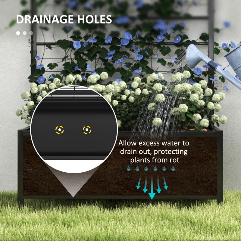 Hivvago Raised Metal Planter with Trellis for Climbing Plants and Vines image number 4