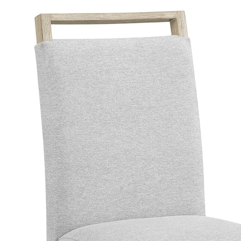 Koji Dining Chair Set of 2, Gray Fabric Padded Seat, Brown Wood Frame image number 2