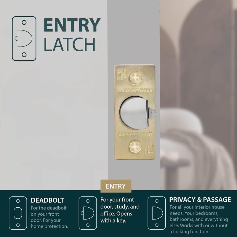 Mega Handles 2-Way Adjustable Entry Replacement Door Latch | Universal for Half Moon Spindles