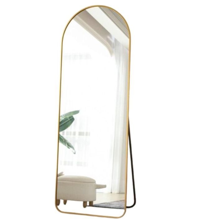 Hivvago Gold Large Full Length Rounded Leaning Wall or Hanging Mirror