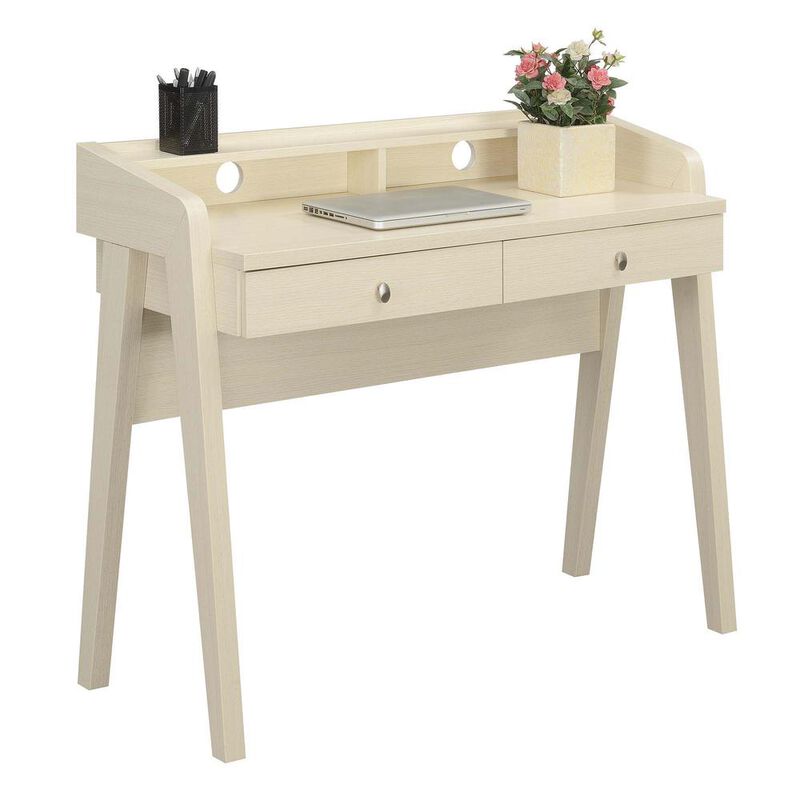 Convenience Concepts Newport Deluxe 2 Drawer Desk with Shelf, Ivory Finish