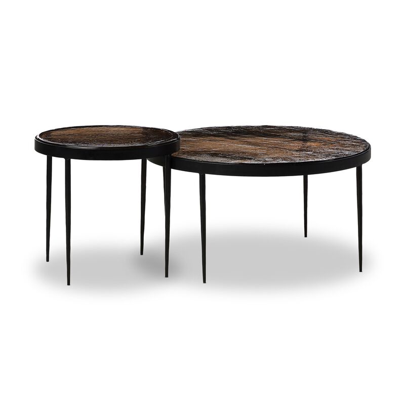 Yoko Smoked Brown Cast Glass Nesting Tables