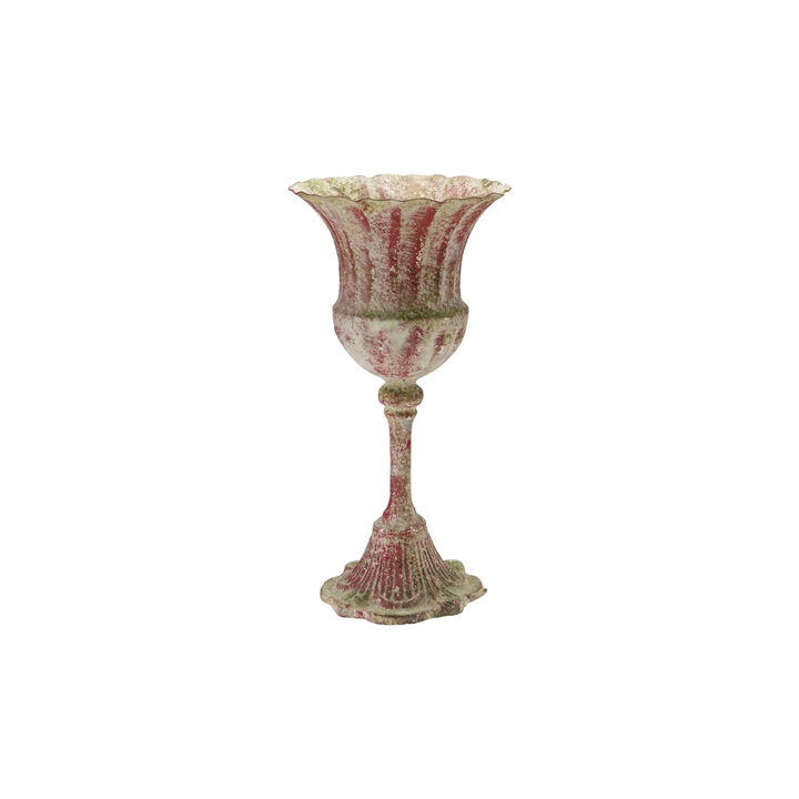 Distressed Scarlet Iron Urn