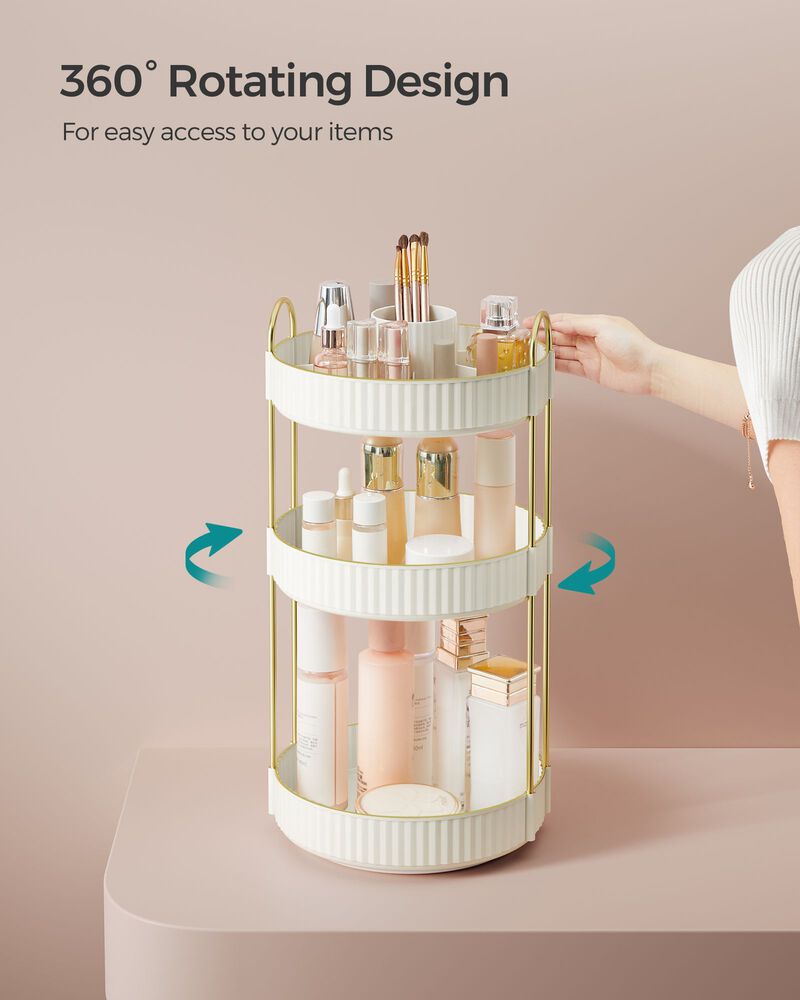 Round 3-Tier Rotating Beauty Organizer &ndash; Countertop Display Stand for Skincare, Makeup & Toiletries