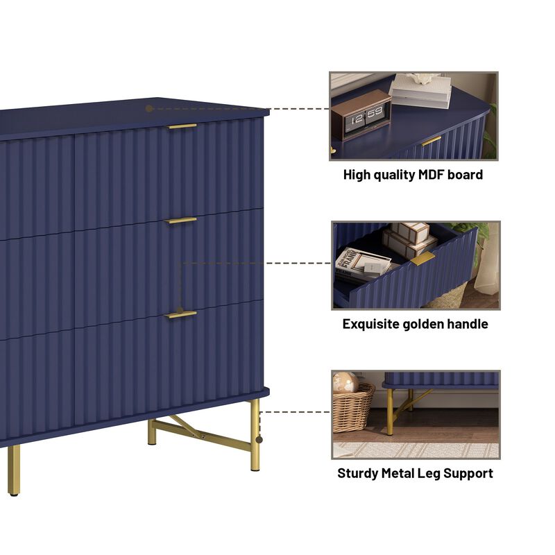 6-Drawer Dresser Chest with Metal Base