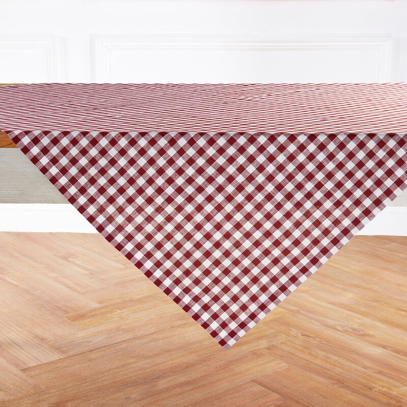 Linen Table Throw - Gingham Check