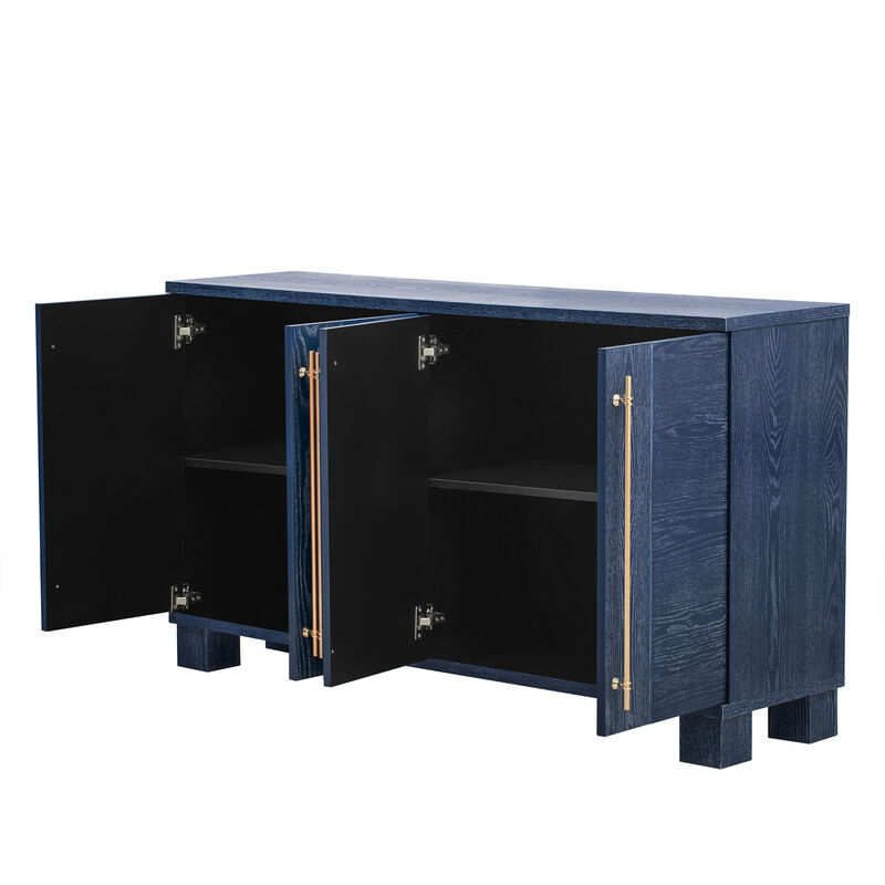 Whisen Classic Style Wood Sideboard Buffet Cabinet with Adjustable Shelves and Gold Handles - Antique Navy