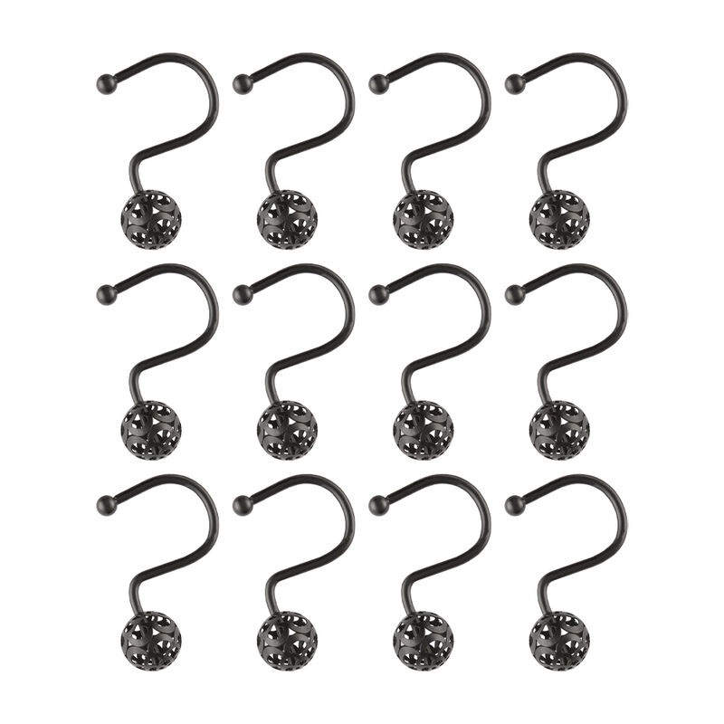 12-Piece Resistant Metal Shower Curtain Hooks with Hollow Ball Design image number 4
