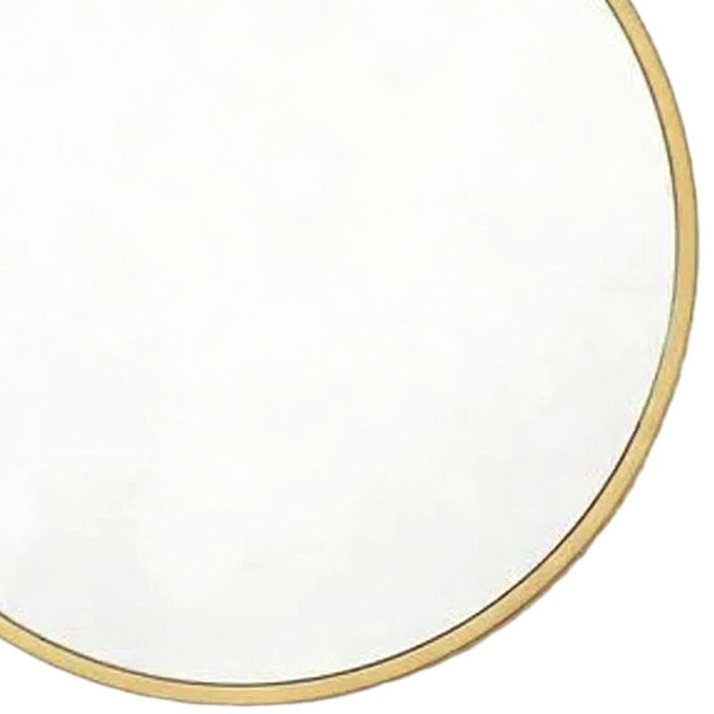 HomeRoots 30" Gold Aluminum Round Framed Accent Mirror image number 2