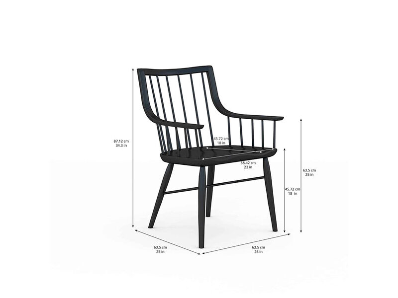 Frame Windsor Arm Chair Accent Black (Set of 2)