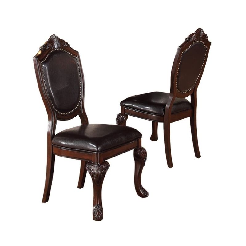 Streamdale Elegant Formal Side Chair Set (Brown Rubberwood) image number 5
