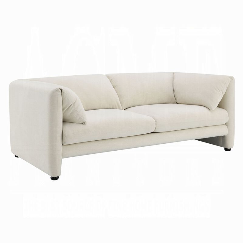 Kami Loveseat, Slim Pillow Armrests, Modern Ivory Linen, 76 Inch image number 0