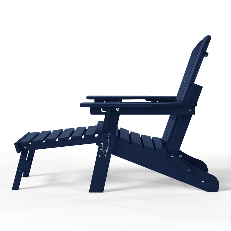 WestinTrends Folding Adjustable Adirondack Chair with Retractable Ottoman and Cup Holder image number 4