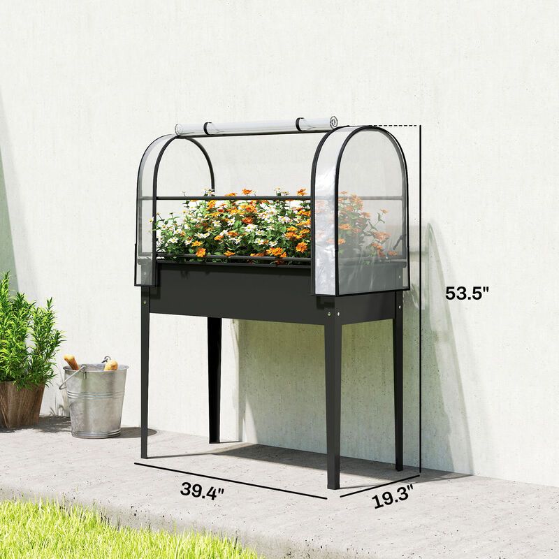 Hivvago Elevated Metal Garden Box with Flip-Up Cover and Drainage image number 2