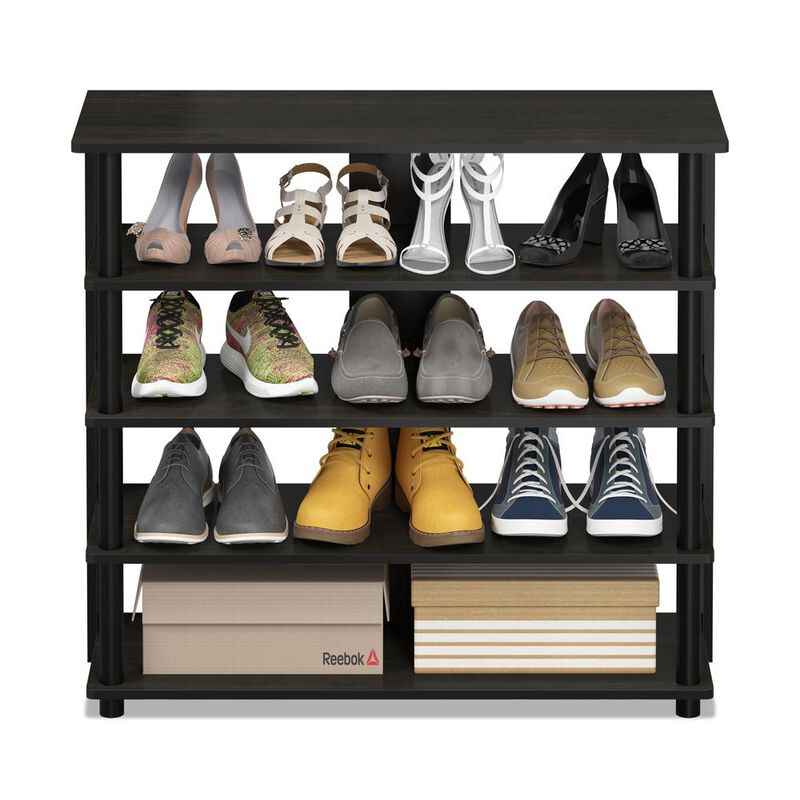 Turn-N-Tube 5 Tier Wide Shoe Rack, Espresso/Black