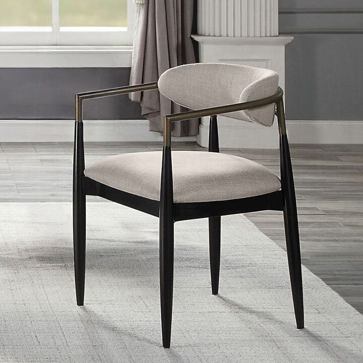 Simple Relax Set of 2 Upholstered Dining Side Chairs in Beige and Black