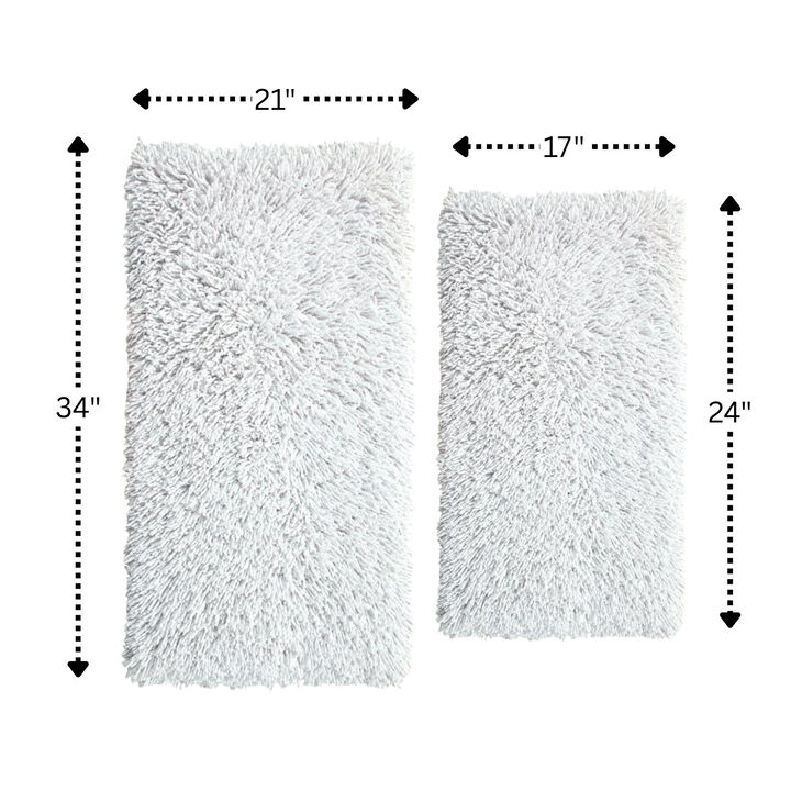 Knightsbridge Melbourne 220 GSF Non Skid Back Bath Rug Set - 2- Piece - 17x24 and 21x34", White