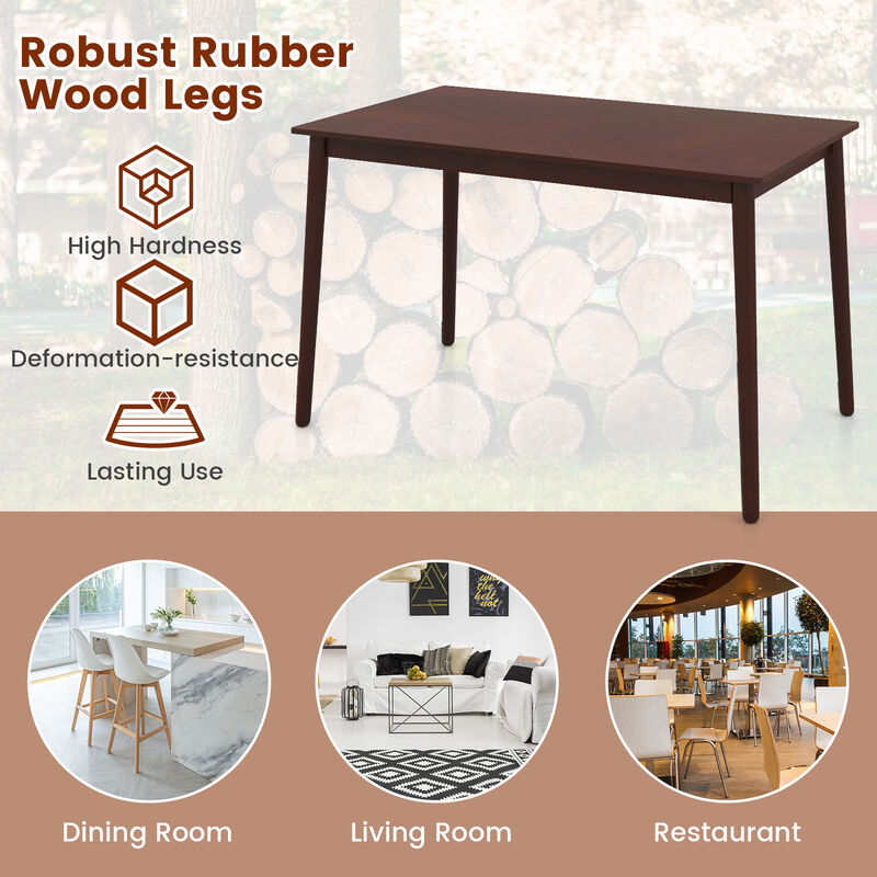 48 Inches Mid Century Dining Table for 4 with Rubber Wood Legs