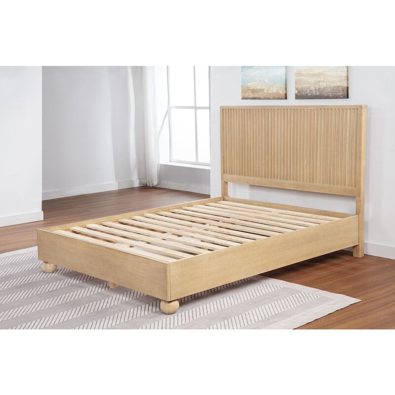 Best Master Furniture Daplen Scandinavian Modern Queen Bed Frame, Light Oak image number 3