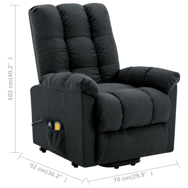 Power Lift Massage Recliner Dark Gray Fabric