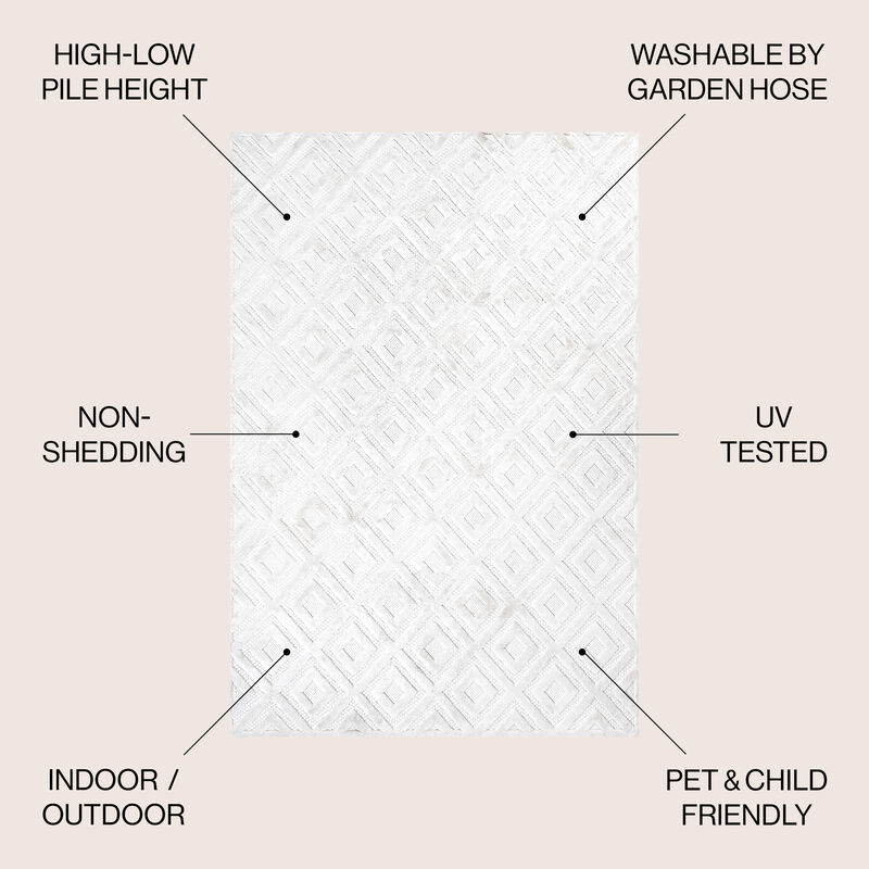 Portmany Neutral Diamond Trellis Indoor/Outdoor Area Rug