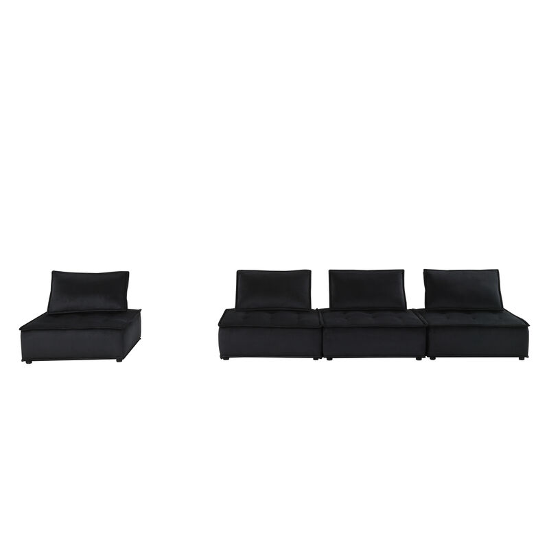 Streamdale Anna Black Velvet 4Seater Modular Sofa image number 2