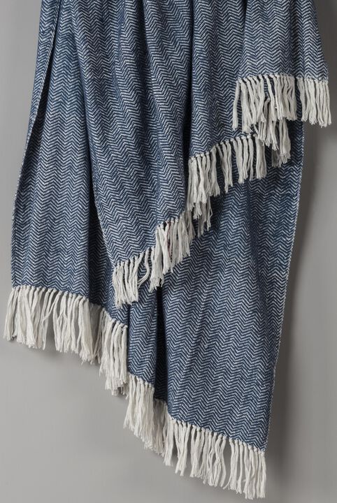 Blue/Natural 50" x 60" Throw Blanket