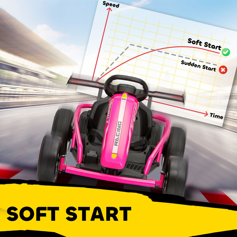BreeBe 24V 7AH Kids Electric Go Kart, 8.1 MPH Battery Powered Drift Kart with Dual Motors, Soft Start image number 5