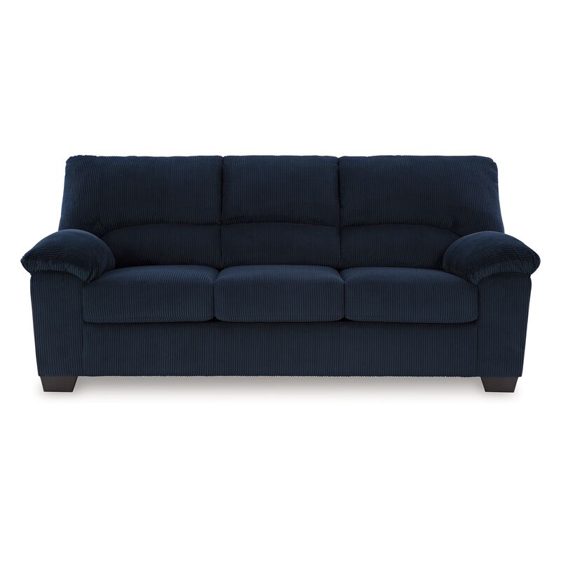 Simy Sofa, Pillow Top Arms, 83 Inch Dark Navy Blue Corduroy Polyester