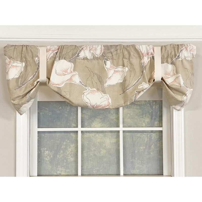 RLF Home Calla Suspender Valance Ocean Blue. 3" Rod Pocket, Ribbon Ties. 50"W x 16"L