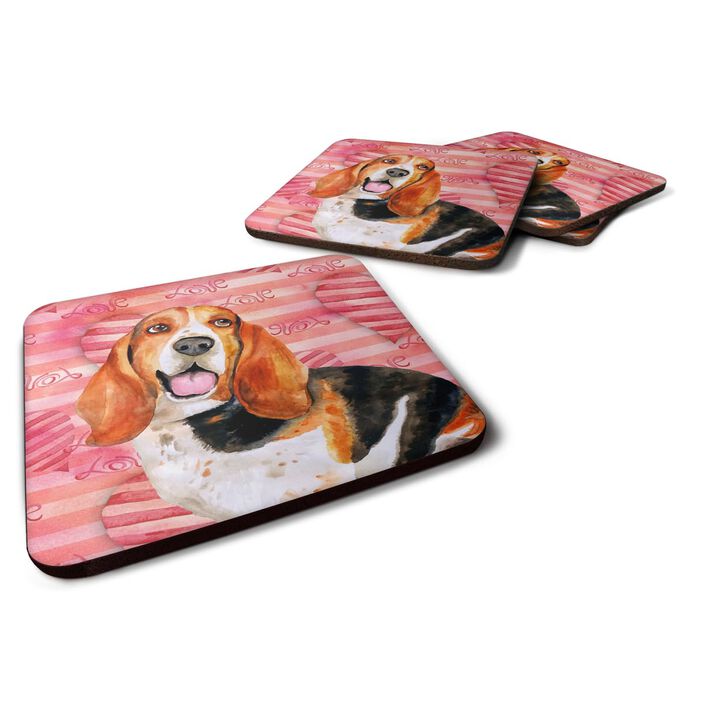 Caroline's Treasures Basset Hound Love Decorative coasters, Multicolor