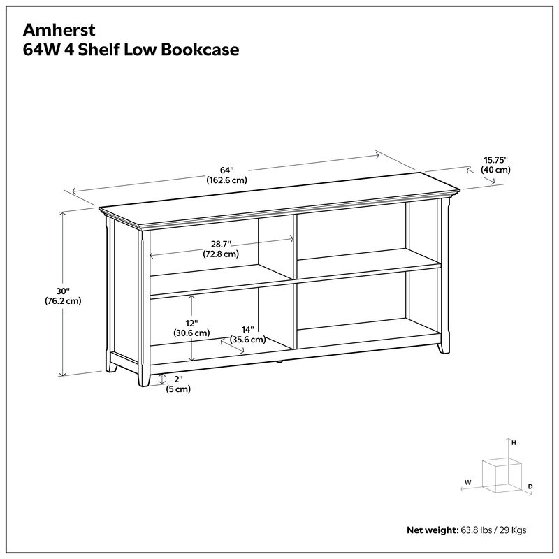 Simpli Home Amherst Low 4 Shelf Bookcase image number 7