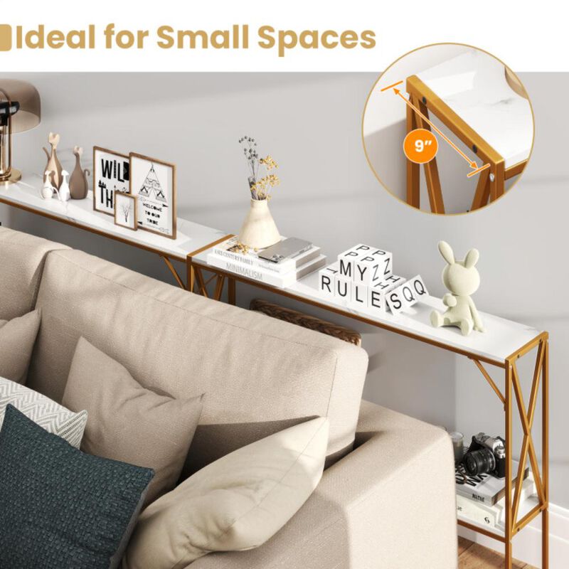 Hivvago Narrow Console Table 2-Tier Entryway Table with Storage