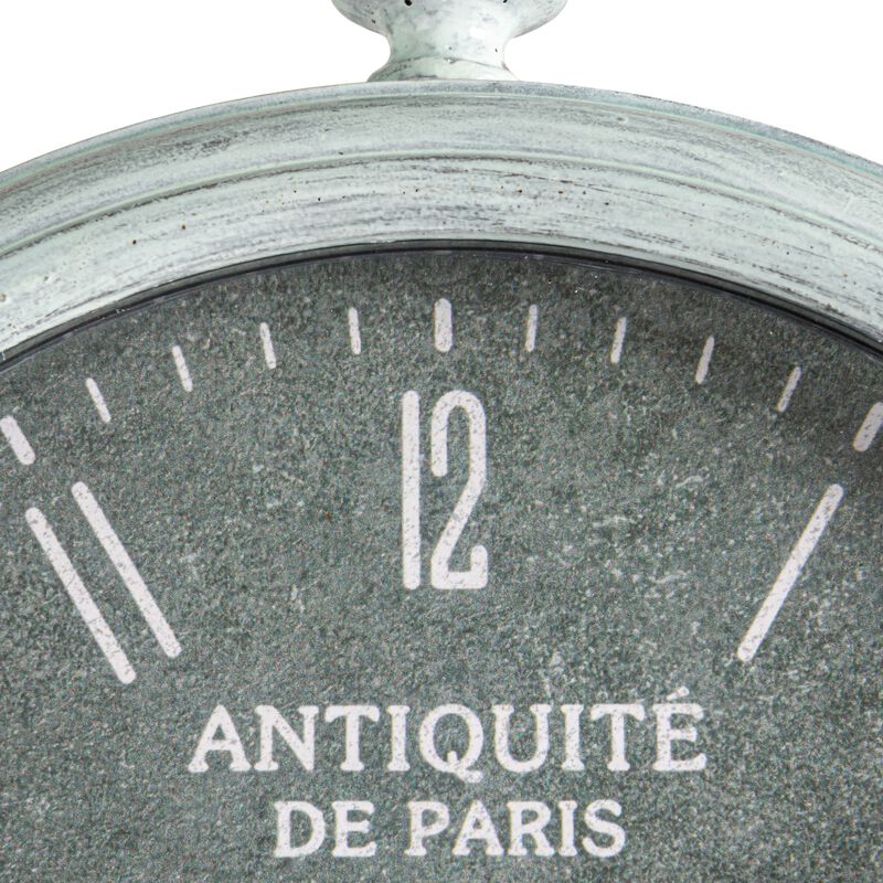 Antique Reproduction Pewter Mantel Clock in Soft Blue Finish image number 8
