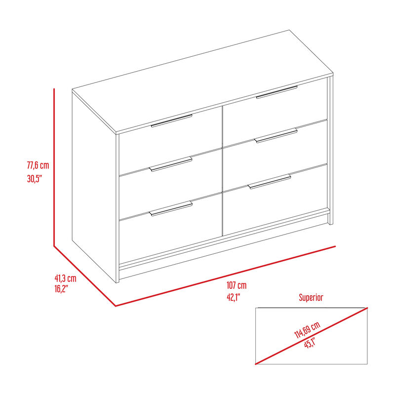 DEPOT E-SHOP Egeo 4 Drawers Dresser, Superior Top, Black / Pine