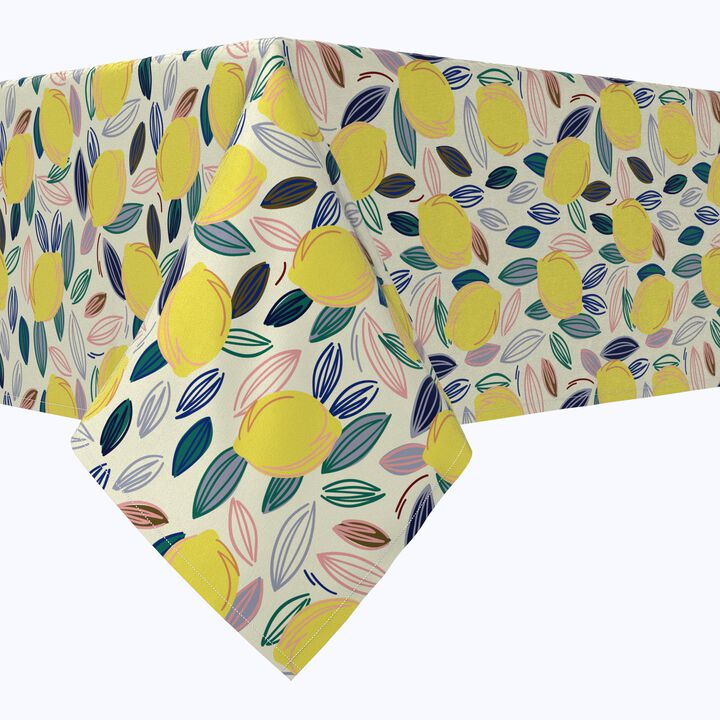 Fabric Textile Products, Inc. Square Tablecloth, 100% Cotton, Summer Lemon Sketch