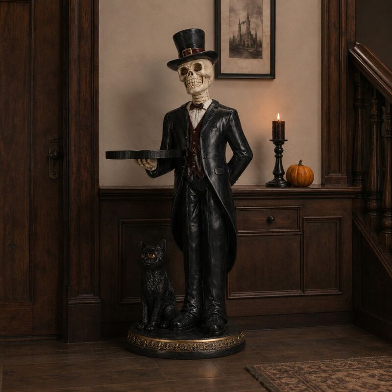 Fotson Halloween Resin Skeleton Butler Floor Statue image number 6