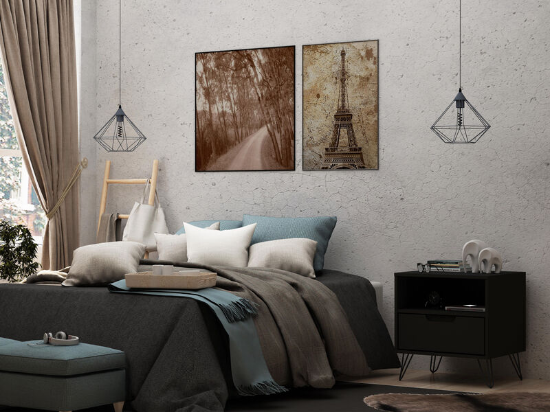 Rockefeller Black 1-Drawer Nightstand