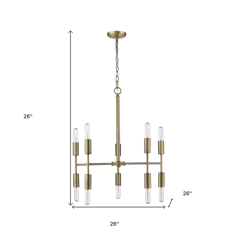 HomeRoots Brass Candle Style Ten Light Metal Dimmable Chandelier image number 6