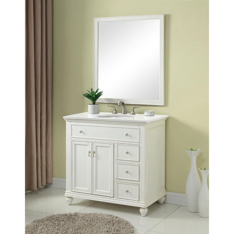 Elegant Kitchen and Bath 36 inch Single Bathroom vanity in Antique White