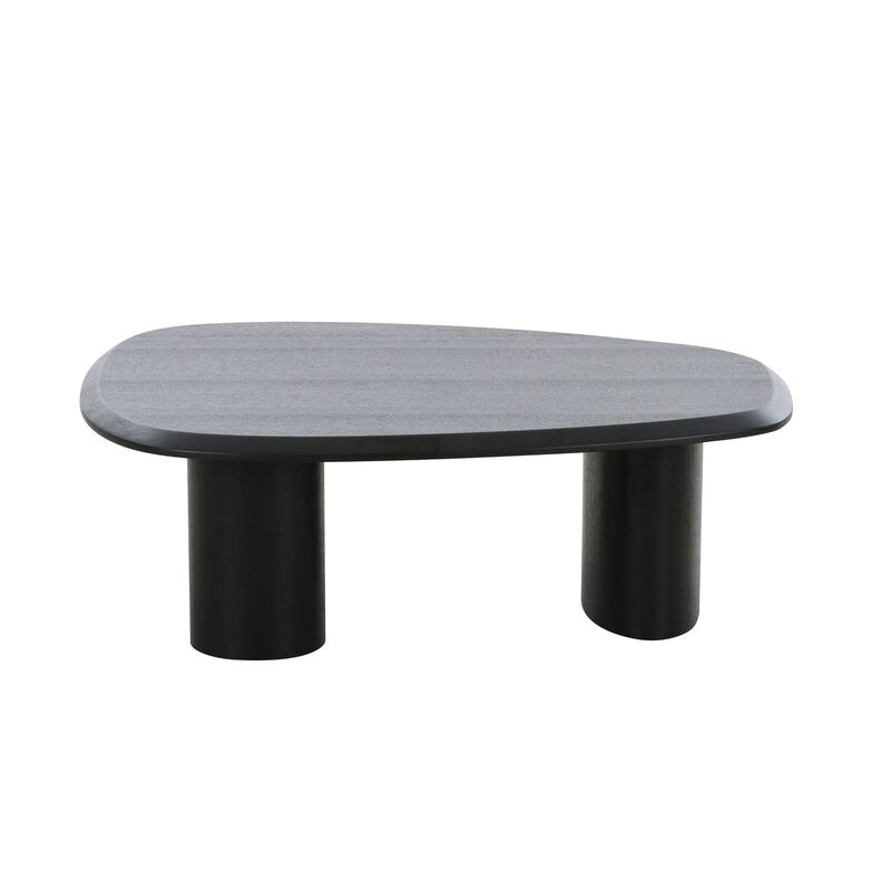 Cid Sami Coffee Table, Set of 2, Freeform Shape, Black Solid Wood Frame