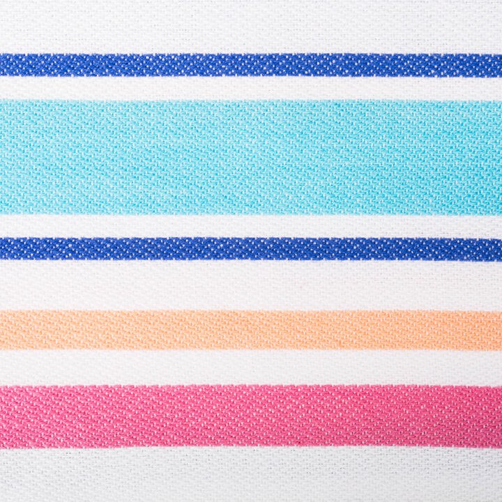 72" Aqua Blue and Pink Striped Rectangular Table Runner
