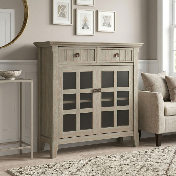 Acadian SOLID WOOD 36 inch Wide Transitional Entryway Hallway Storage Cabinet in Distressed Grey
