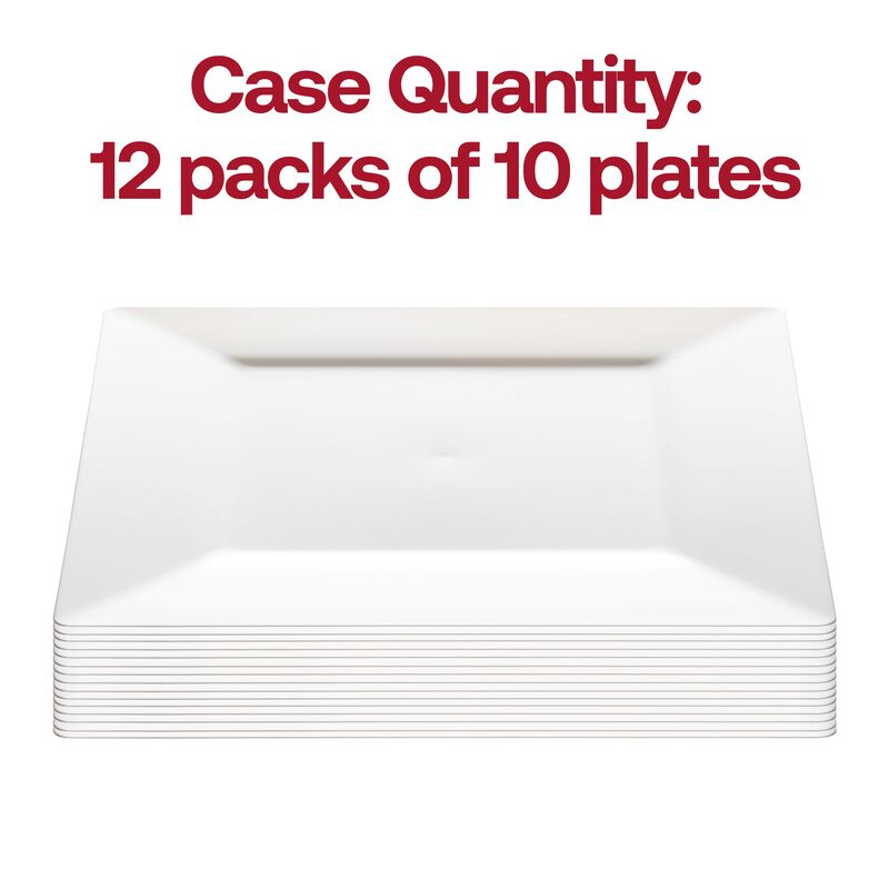 9.5" White Square Plastic Dinner Plates (120 Plates) image number 3